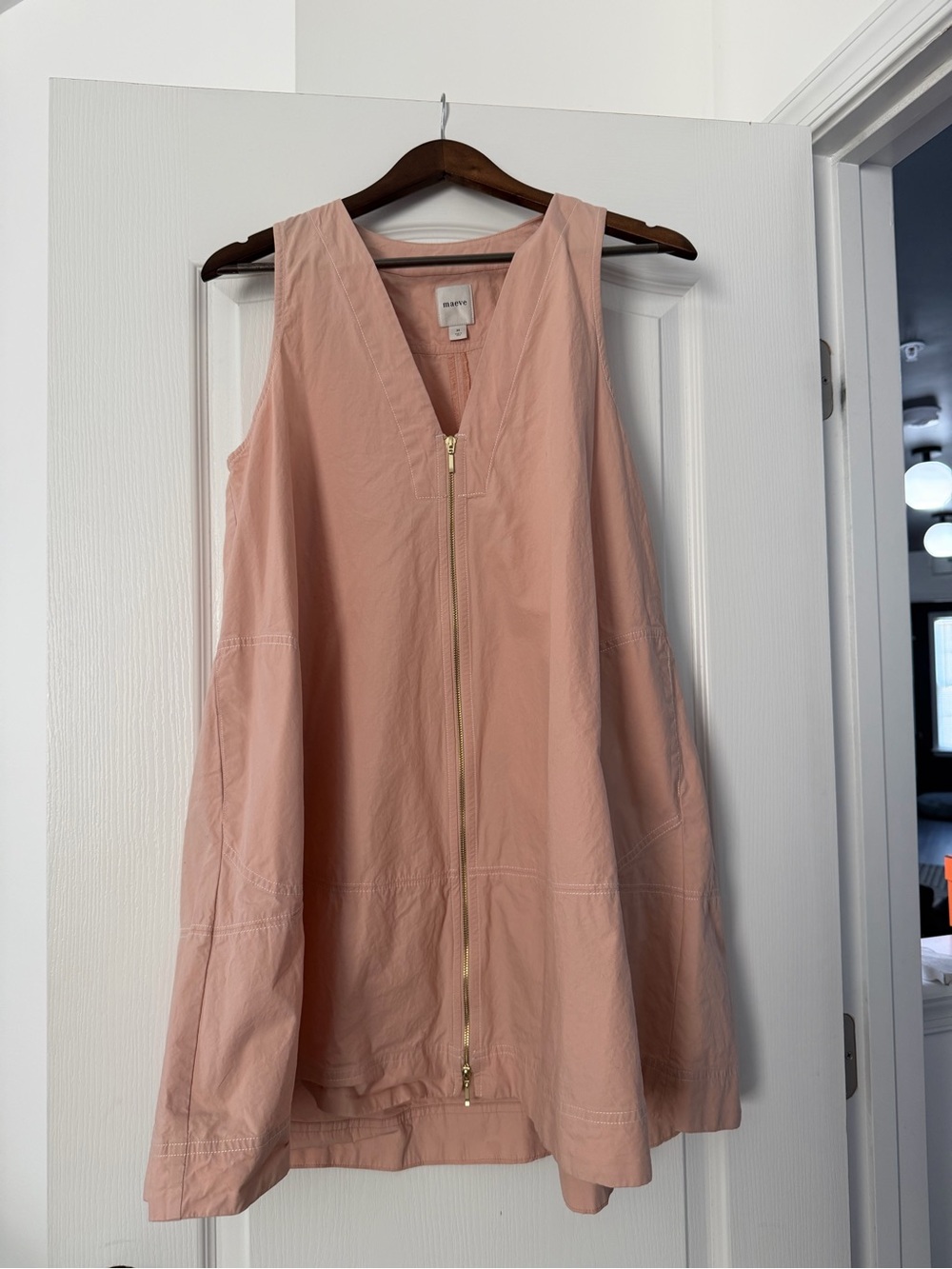 Maeve Blush Pink Sleeveless Mini Dress with Front Zip